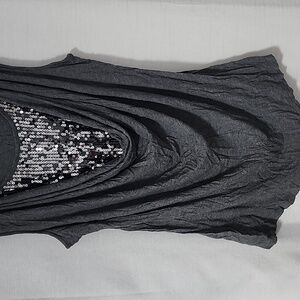 Chic Gray Women's Blouse with Sequin Detail